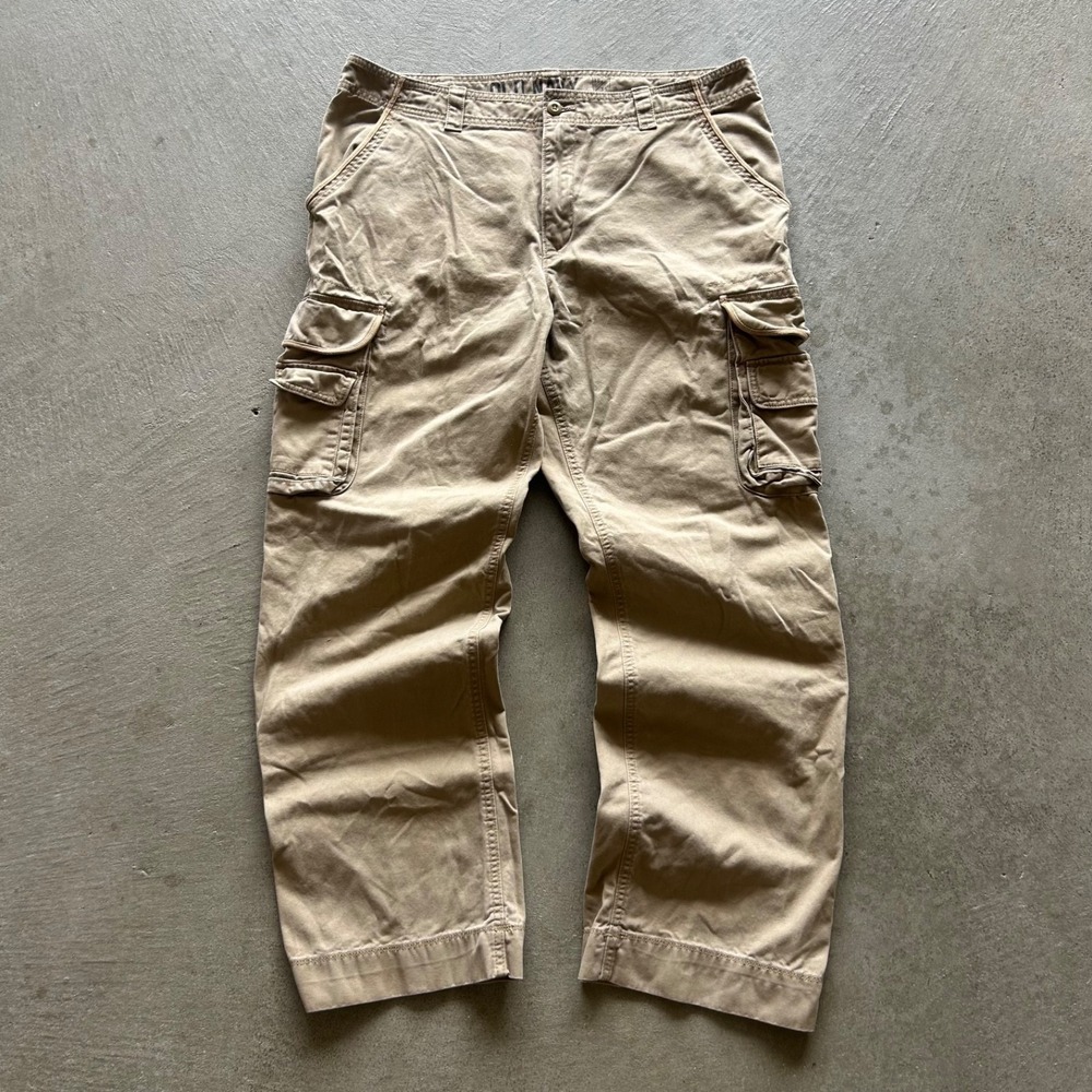 Vintage Old Navy Cargo Pants Size 36x34 Tan Y2K Baggy Straight Leg Utility